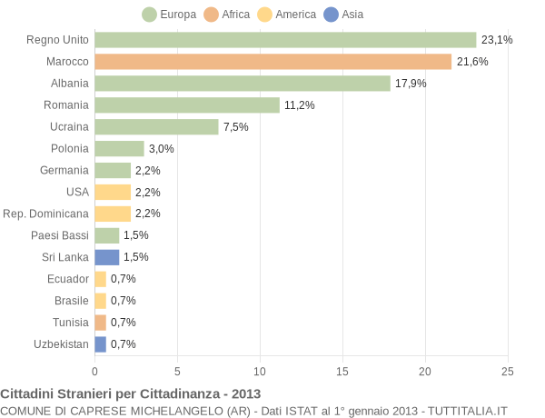 Grafico cittadinanza stranieri - Caprese Michelangelo 2013