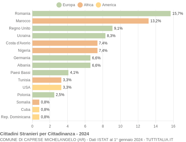 Grafico cittadinanza stranieri - Caprese Michelangelo 2024