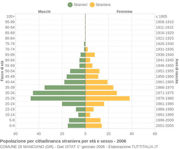 Grafico cittadini stranieri - Manciano 2006