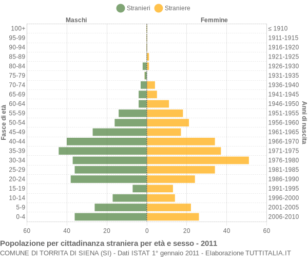 Grafico cittadini stranieri - Torrita di Siena 2011