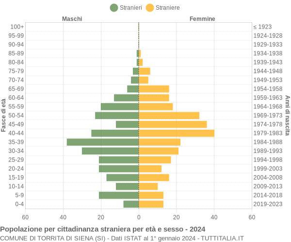 Grafico cittadini stranieri - Torrita di Siena 2024