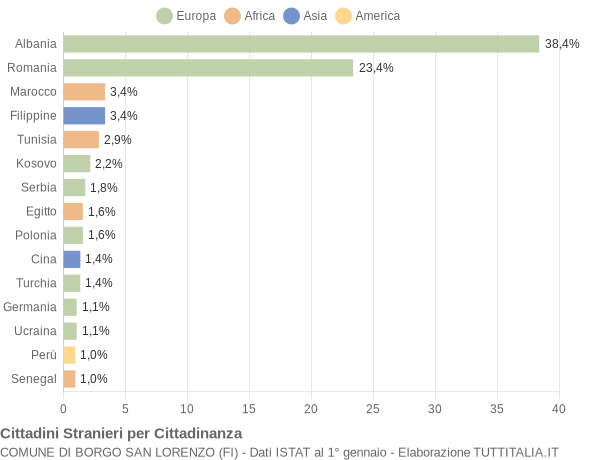 Grafico cittadinanza stranieri - Borgo San Lorenzo 2014