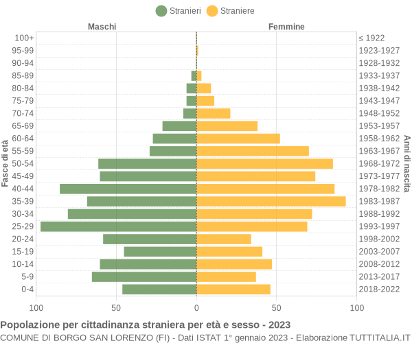 Grafico cittadini stranieri - Borgo San Lorenzo 2023