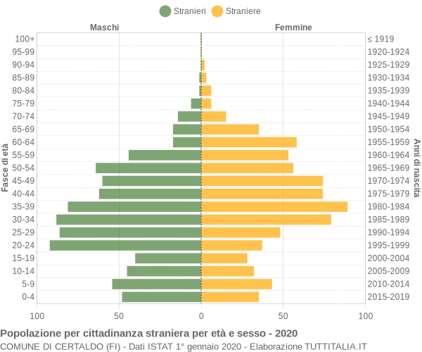 Grafico cittadini stranieri - Certaldo 2020