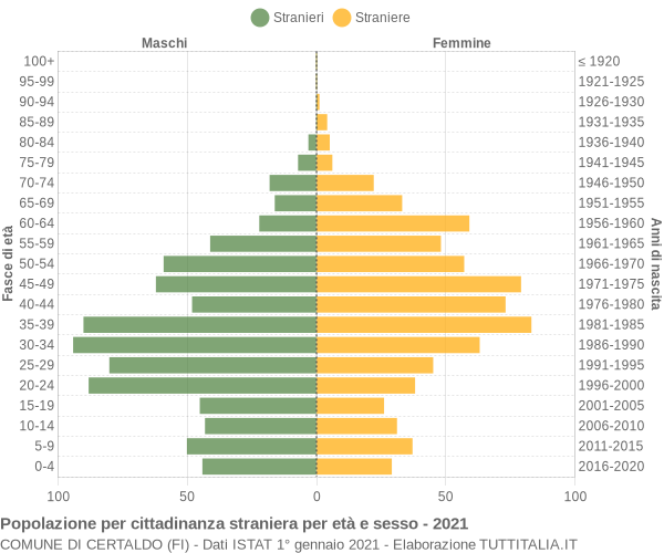 Grafico cittadini stranieri - Certaldo 2021