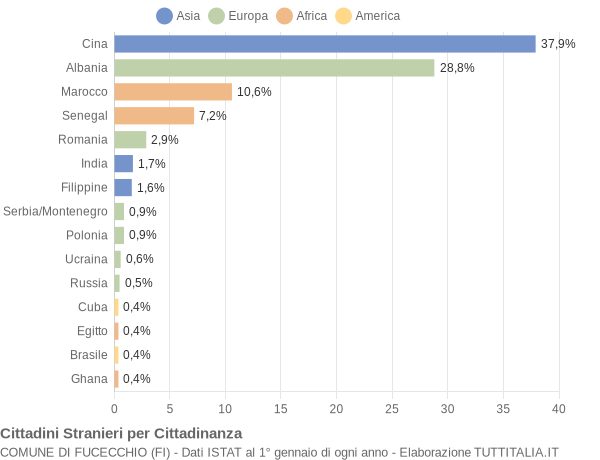 Grafico cittadinanza stranieri - Fucecchio 2006