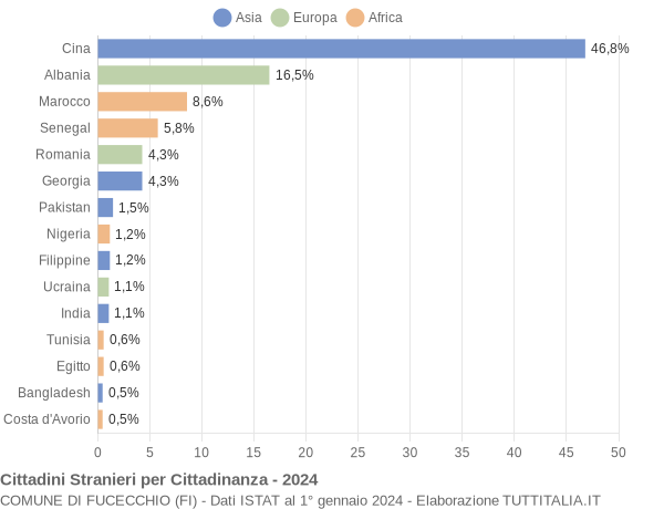 Grafico cittadinanza stranieri - Fucecchio 2024