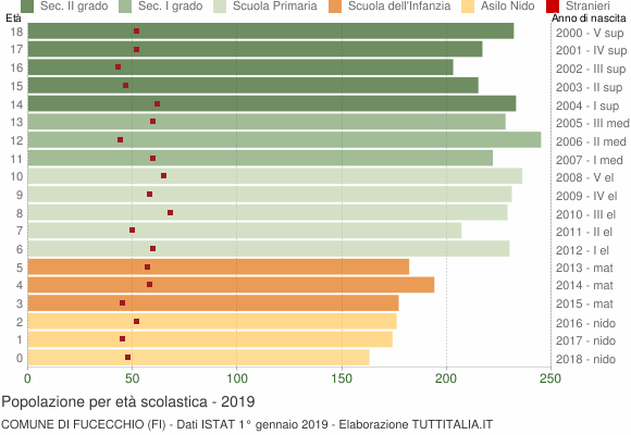 Grafico Popolazione in età scolastica - Fucecchio 2019