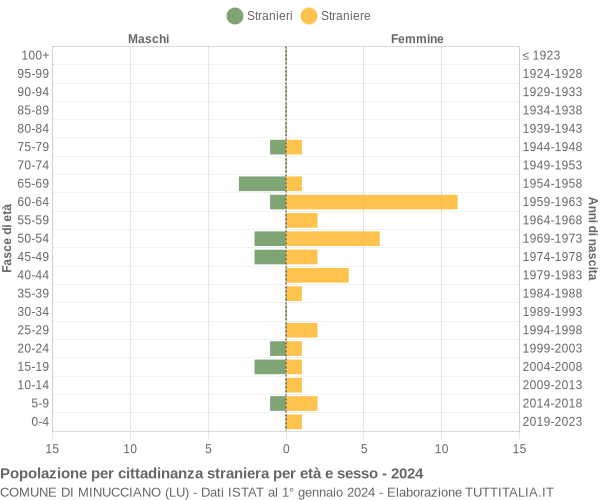 Grafico cittadini stranieri - Minucciano 2024