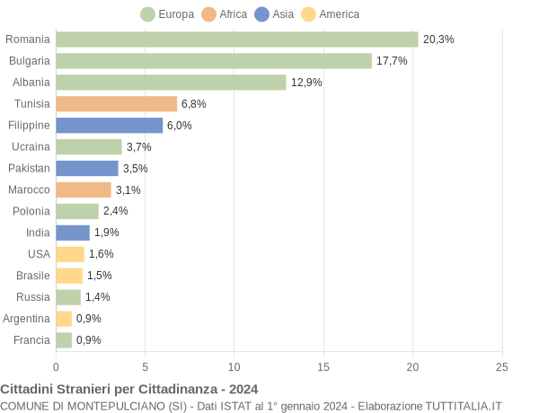 Grafico cittadinanza stranieri - Montepulciano 2024