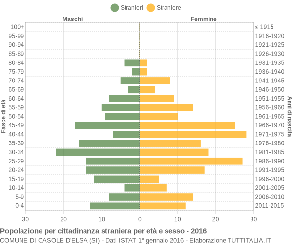 Grafico cittadini stranieri - Casole d'Elsa 2016