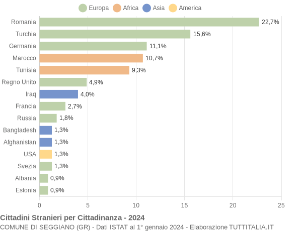 Grafico cittadinanza stranieri - Seggiano 2024