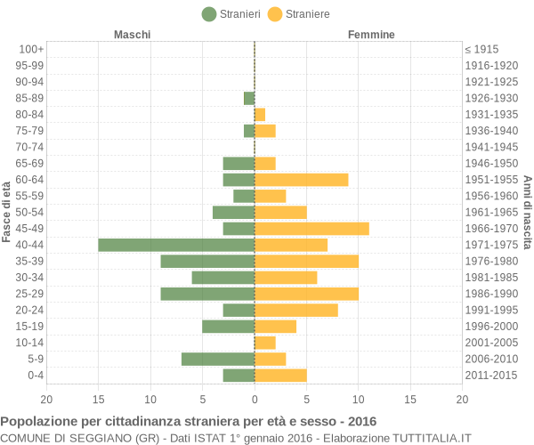 Grafico cittadini stranieri - Seggiano 2016