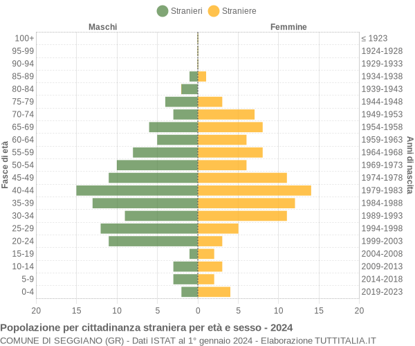 Grafico cittadini stranieri - Seggiano 2024