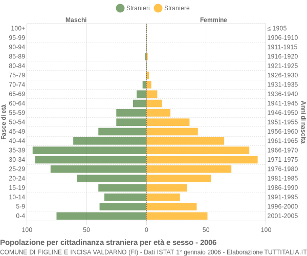 Grafico cittadini stranieri - Figline e Incisa Valdarno 2006