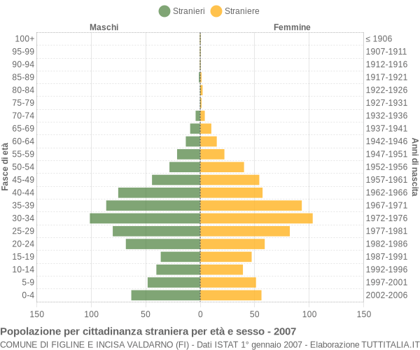 Grafico cittadini stranieri - Figline e Incisa Valdarno 2007