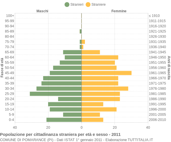 Grafico cittadini stranieri - Pomarance 2011