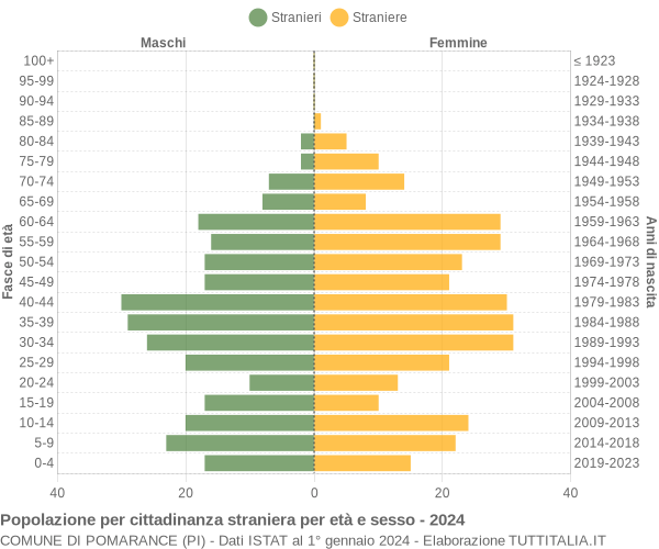 Grafico cittadini stranieri - Pomarance 2024