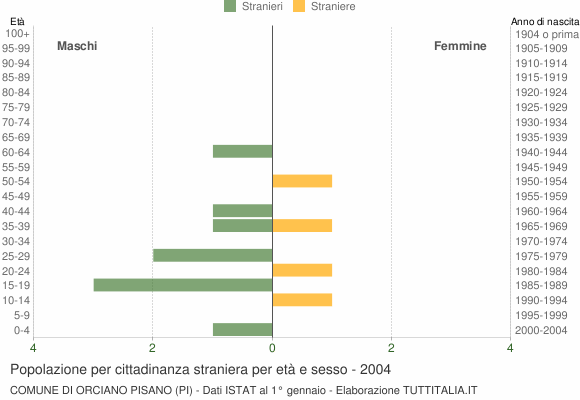 Grafico cittadini stranieri - Orciano Pisano 2004
