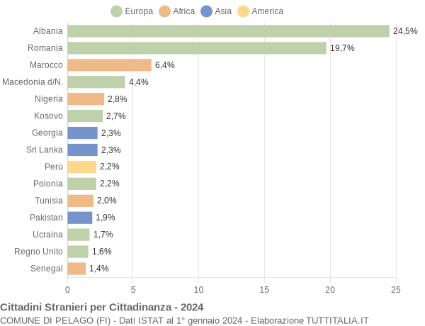 Grafico cittadinanza stranieri - Pelago 2024