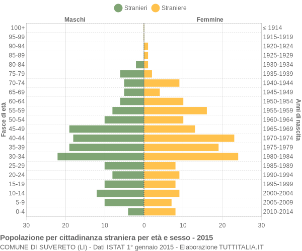 Grafico cittadini stranieri - Suvereto 2015