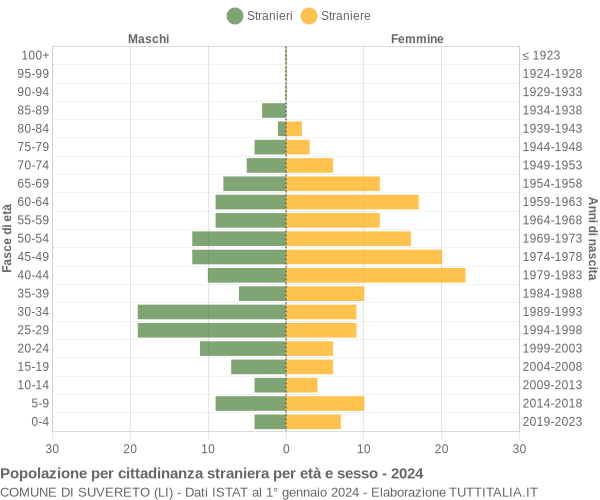 Grafico cittadini stranieri - Suvereto 2024