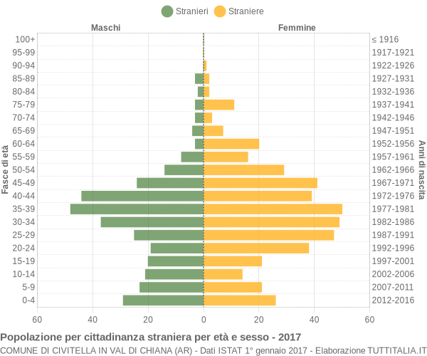 Grafico cittadini stranieri - Civitella in Val di Chiana 2017