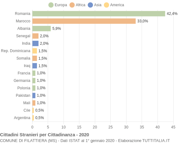 Grafico cittadinanza stranieri - Filattiera 2020