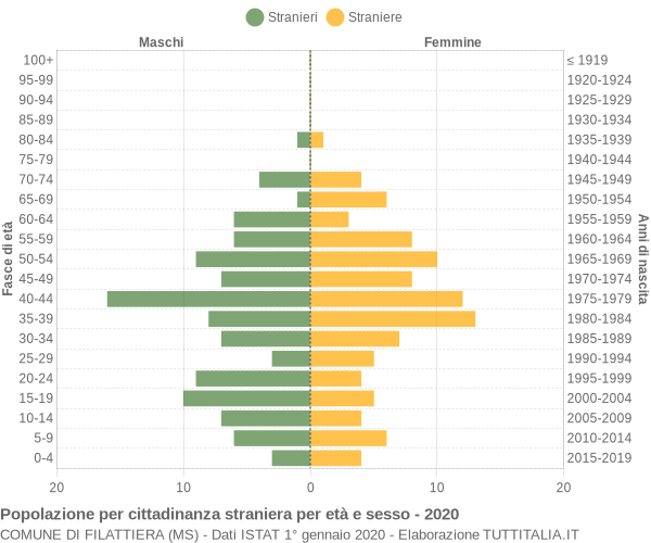 Grafico cittadini stranieri - Filattiera 2020