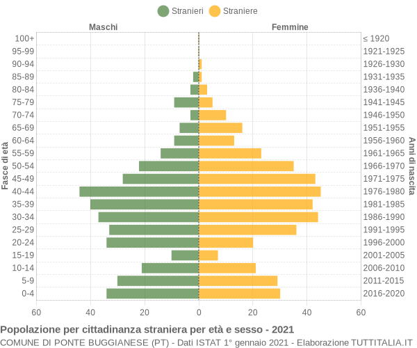 Grafico cittadini stranieri - Ponte Buggianese 2021