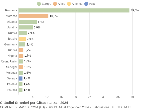 Grafico cittadinanza stranieri - Massarosa 2024