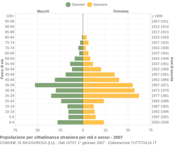Grafico cittadini stranieri - Massarosa 2007