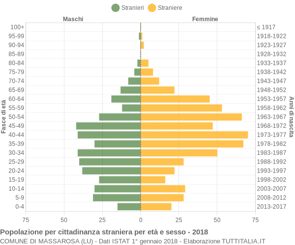 Grafico cittadini stranieri - Massarosa 2018