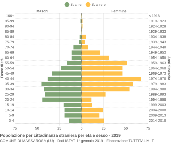 Grafico cittadini stranieri - Massarosa 2019