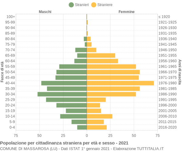 Grafico cittadini stranieri - Massarosa 2021