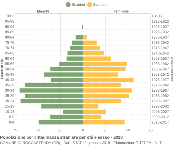 Grafico cittadini stranieri - Roccastrada 2018