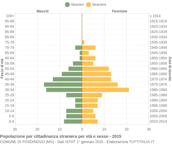 Grafico cittadini stranieri - Fosdinovo 2015