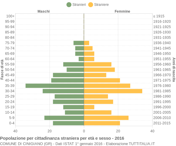 Grafico cittadini stranieri - Cinigiano 2016