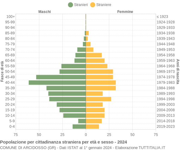 Grafico cittadini stranieri - Arcidosso 2024