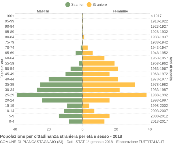 Grafico cittadini stranieri - Piancastagnaio 2018