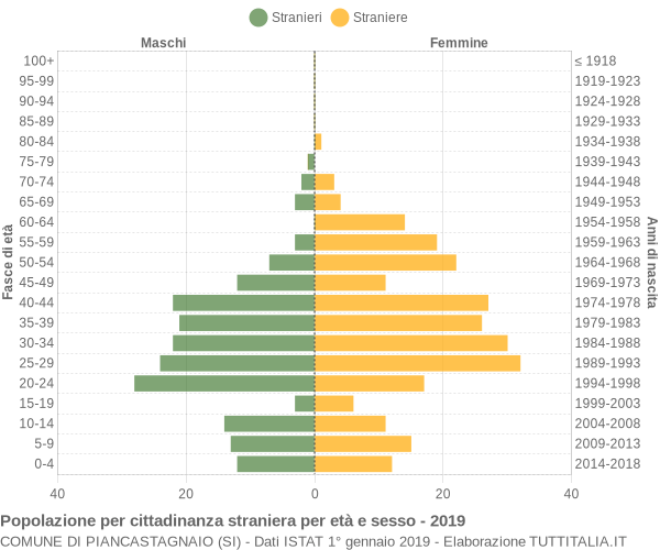 Grafico cittadini stranieri - Piancastagnaio 2019