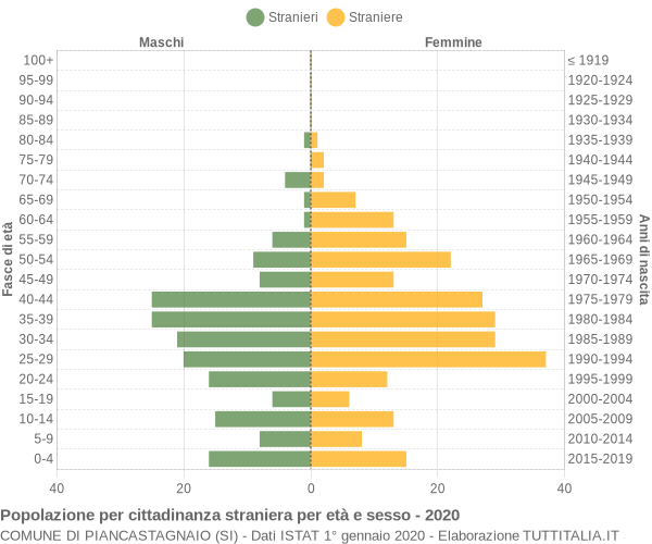 Grafico cittadini stranieri - Piancastagnaio 2020