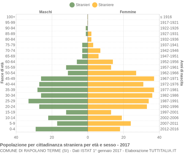 Grafico cittadini stranieri - Rapolano Terme 2017