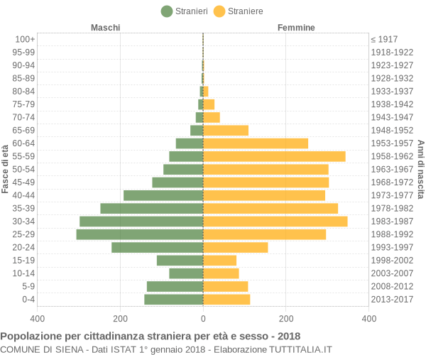 Grafico cittadini stranieri - Siena 2018