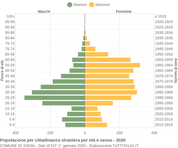 Grafico cittadini stranieri - Siena 2020