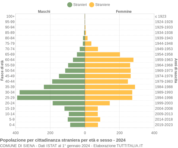 Grafico cittadini stranieri - Siena 2024