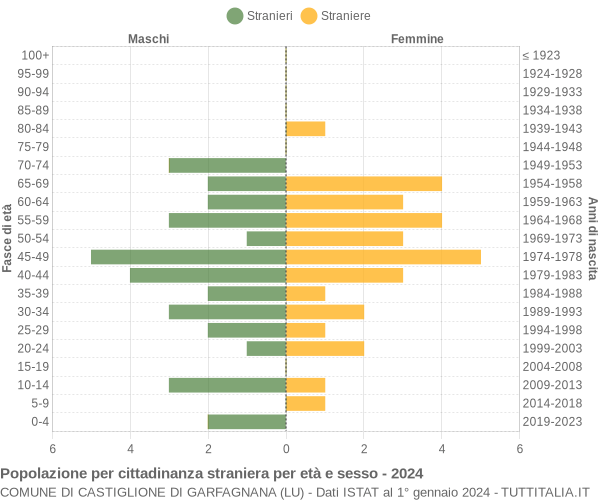 Grafico cittadini stranieri - Castiglione di Garfagnana 2024