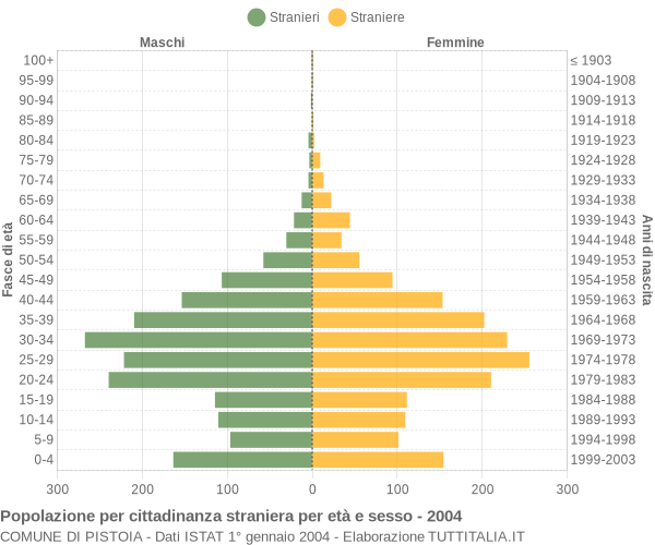 Grafico cittadini stranieri - Pistoia 2004