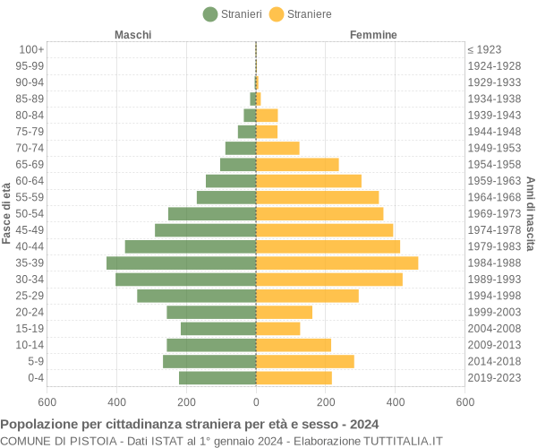 Grafico cittadini stranieri - Pistoia 2024