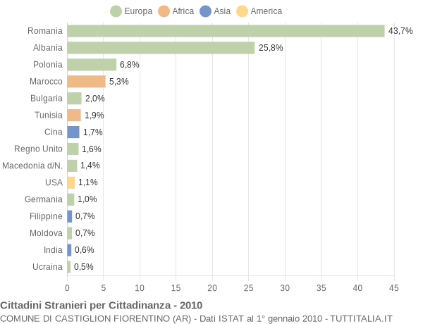 Grafico cittadinanza stranieri - Castiglion Fiorentino 2010